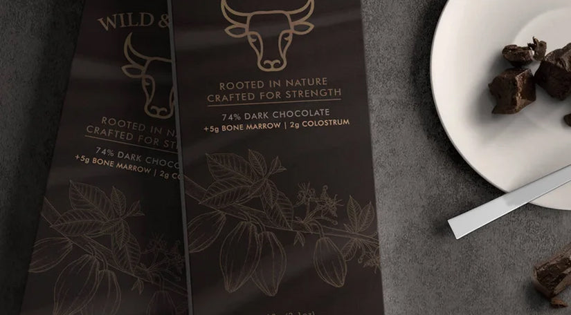Wild & Whole 74% Dark Chocolate Colostrum and Bone Marrow Bar